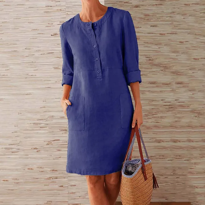 Jocoo%20Jolee%20Vintage%20Straight%20Dress%20Long%20Sleeve%20Oversized%20Mini%20Dress%20Women%20Casual%20Soild%20Long%20Sleeve%20Cotton%20and%20Linen%20Tunic%20Dress%20-%20Image%206