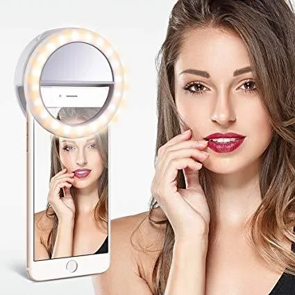 Selfie Ring Light XJ-01 Portable Flash Led Camera Phone Enhancing Photography Beauty Light with 2 x AAA Battery (Not Include) for Cell Phone