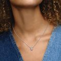 925 sterling silver Inlaid Double Heart Pendant Sparkling zirconia Collier Necklace women fashion DIY jewelry valentine's day gift for girlfriend. 