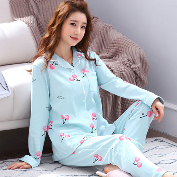 Spring%20and%20autumn%20new%20pajamas%20women's%20cardigans%20long%20sleeves%20trousers%20Korean%20girls%20simple%20cartoon%20loungewear%20sets%20-%20Image%208