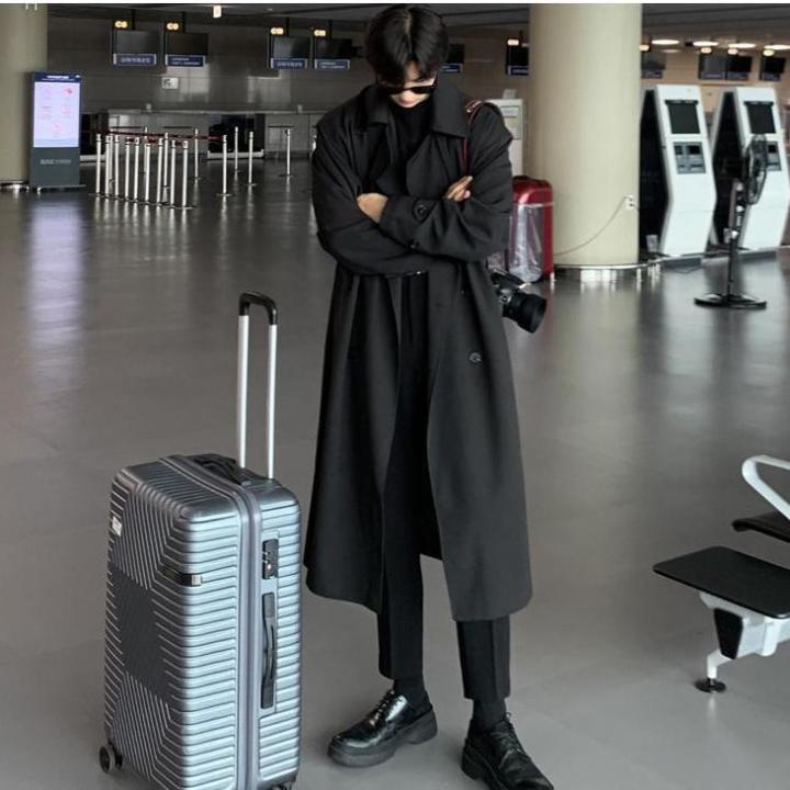 2023Spring%20New%20over-the-Knee%20Pu%20Handsome%20Trench%20Coat%20Men's%20Mid-Length%20Loose%20Overcoat%20Korean%20Style%20Trendy%20All-Matching%20and%20Handsome%20Coat%20-%20Image%202
