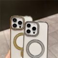 HOCE Luxury Glitter Magnetic Phone Cases For iPhone 16 15 14 13 12 11 Pro Max MagSafe Case Diamond Camera Protector Plating Shockproof Bumper Soft Clear Back Cover.