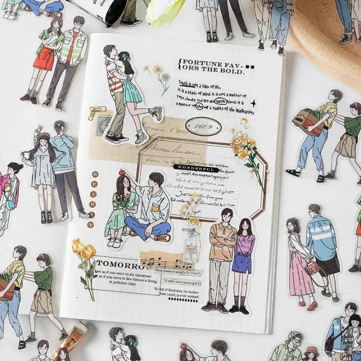 20pcs/lot%20Cute%20Couple%20Characters%20Stickers%20Pack%20Junk%20Journal%20Decorative%20Girls%20Boys%20Stickers%20Label%20Album%20Scrapbooking%20Korean%20Style%20-%20Image%203