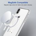 For Apple iPhone X / Apple iPhone XS MagSafe Shockproof Compatible Transparent Slim Fit Wireless Charging supported Frosted Border Phone Back Case Mobile Cover. 