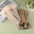 Women's Winter Gloves Plus Velvet Thicken Warm Touchscreen Gloves Cashmere Rabbit Fur Wrist Windproof Cycling Driving Mittens-Cola Kids.