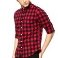 Black and Red Cotton Long Sleeve Casual Shirt for Men. 