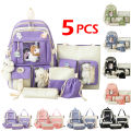 5pcs Sets Harajuku Kawaii Kids School Backpack Cute Women's Bagpack Bookbag Laptop Bag For Teenage Girls Rucksack Students Bag Amour zii. 