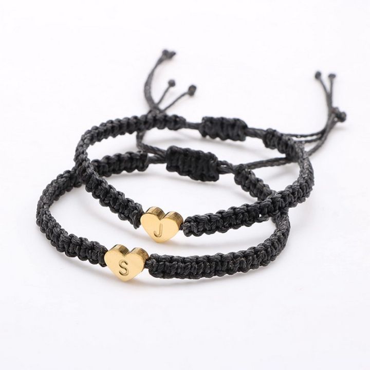 【Deal of the day】 Fashion Alphabet Bracelet 26 Letter Girlfriends Friendship Bracelet Couple Braided Adjustable Hand Rope Bracelet Jewelry Accessories
