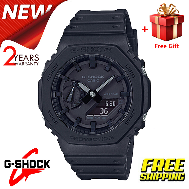 (Ready Stock) G .Shock GA2100 Men Watch Sport Watch Dual Time Display Water Resistant Shockproof and Waterproof World Time LED Men's Boy Sports Wrist Watches with 2 Years Warranty GA-2100-1A