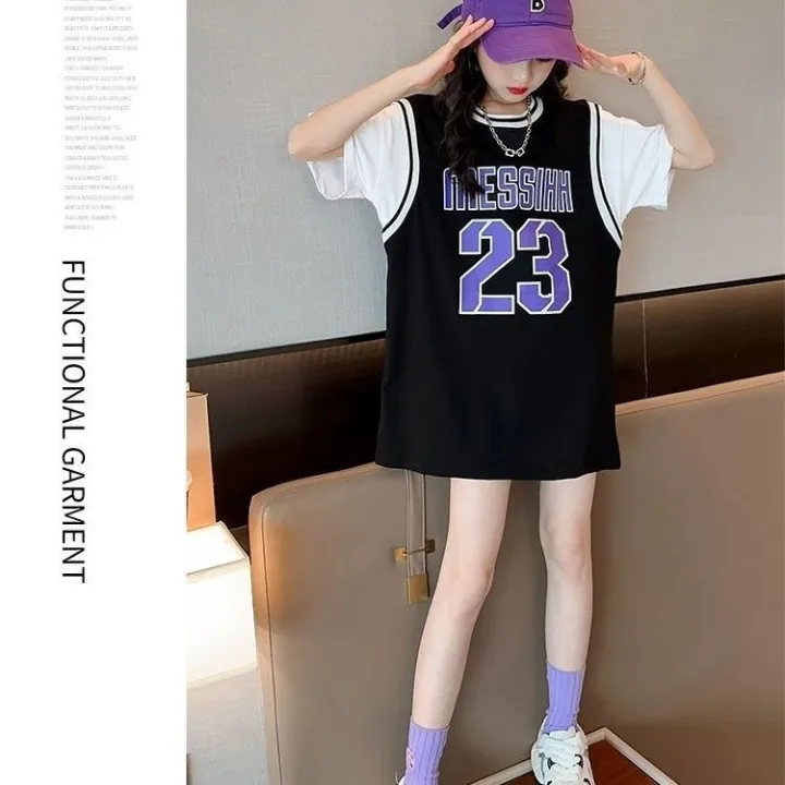 Summer%20Girls%20T%20T-shirt%20Skirt%20Mid-Length%20Korean%20Style%20False%20Two-Piece%20Basketball%20Wear%20Loose%20Fried%20Street%20Girls%20Sports%20Dress%20-%20Image%207