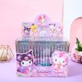 Sanrio Gel Pens 12pcs Kuromi Hello Kitty Melody Cute Boxed Press Water-based Pen Office Signature Pen Stationery Wholesale. 