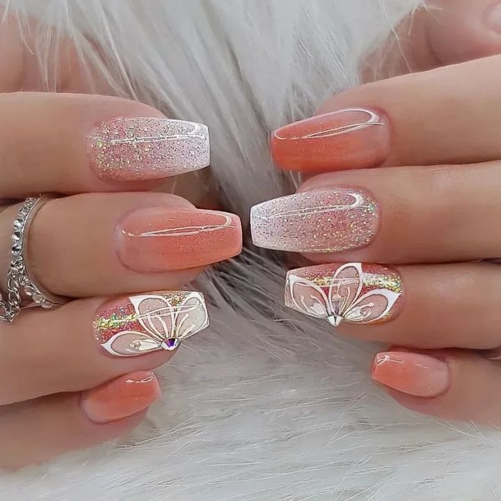 24pcs%20removeable%20false%20nails%20with%20glue%20Gradient%20Shinny%20brown%20coffin%20glitter%20Ballet%20press%20on%20nails%20long%20full%20cover%20nails%20tip%20-%20Image%205