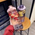 2 Liter Water Bottle with Straw Portable Large Capacity Bottles Outdoor Sport Cold Water Bottles with Time Marker Drinkware Gift. 