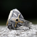 2023 New Unique Design 316L Stainless Steel Turkey Ring Turkish Signet Ring Zircon Stone Ethnic Style Jewelry.