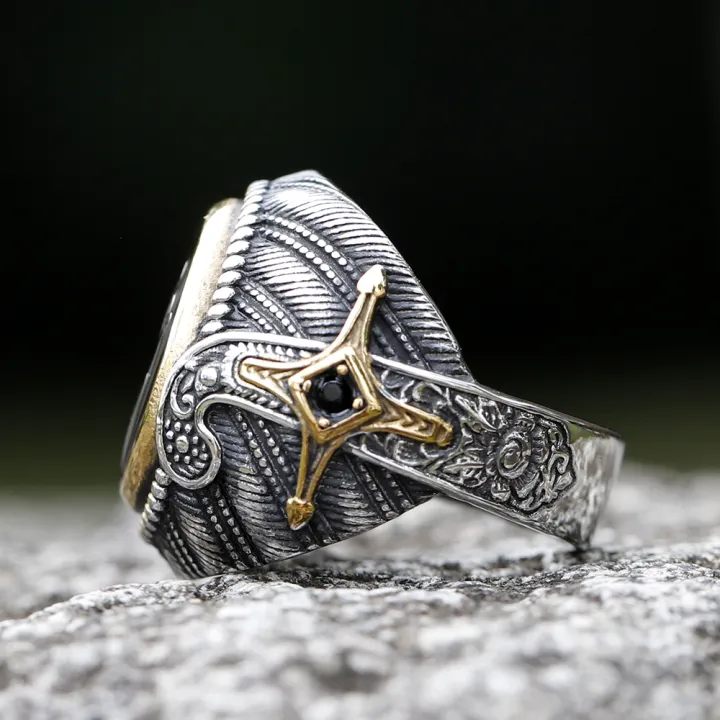 2023%20New%20Unique%20Design%20316L%20Stainless%20Steel%20Turkey%20Ring%20Turkish%20Signet%20Ring%20Zircon%20Stone%20Ethnic%20Style%20Jewelry%20-%20Image%203