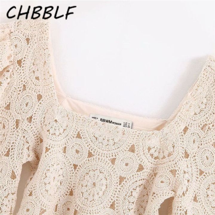 CHBBLF%20women%20stylish%20hollow%20out%20blouse%20square%20collar%20long%20lantern%20sleeve%20shirt%20female%20elegant%20solid%20crop%20tops%20blusas%20BGB9534%20-%20Image%205