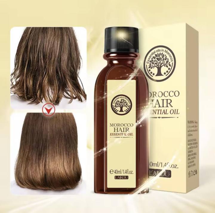 LAIKOU Morocco Hair Essential Oil 40ml - Repair Damaged Hair Smooth Dry Hair Provide Nutritions Make Hair Smooth and Silky