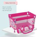 Baby Doll Crib Pack and Play Accessory Simulation DIY Doll Bed up to 18 Dolls with Carry Along Bag Toy Gift for Girls and Kids.