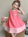 Girls fashionables Sleeveless Dress Children Sleeveless Skirt Flower Sweet Princess Kids Girls Dress.