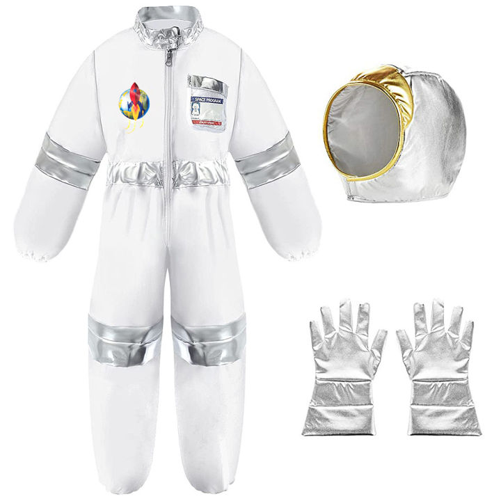 Astronaut Costume for Kids Space Pilot Jumpsuit with Helmet Pretend ...