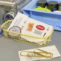 insMilky Yellow Desktop Storage Basket Sundries Stationery Storage Box Student Minimalist Table Decoration Iron Storage. 