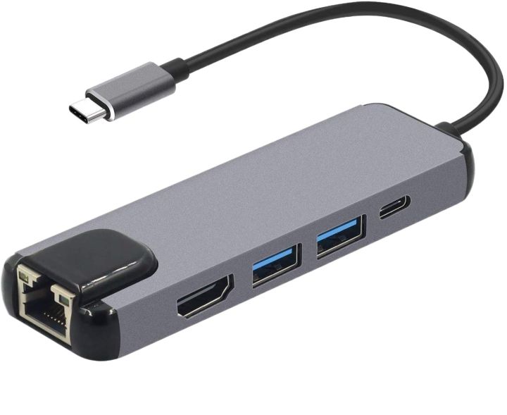 Multifunction Port USB C Hub Multi-Port Adapter 5 in 1 with 4K HDMI Resolution for USB C ...