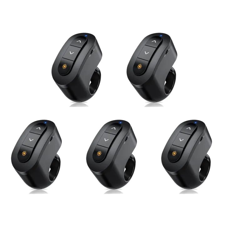 5X 2.4GHz Rechargeable Wireless Presenter Finger Ring with Red Light USB Presentation Remote for Win 10 8 Point