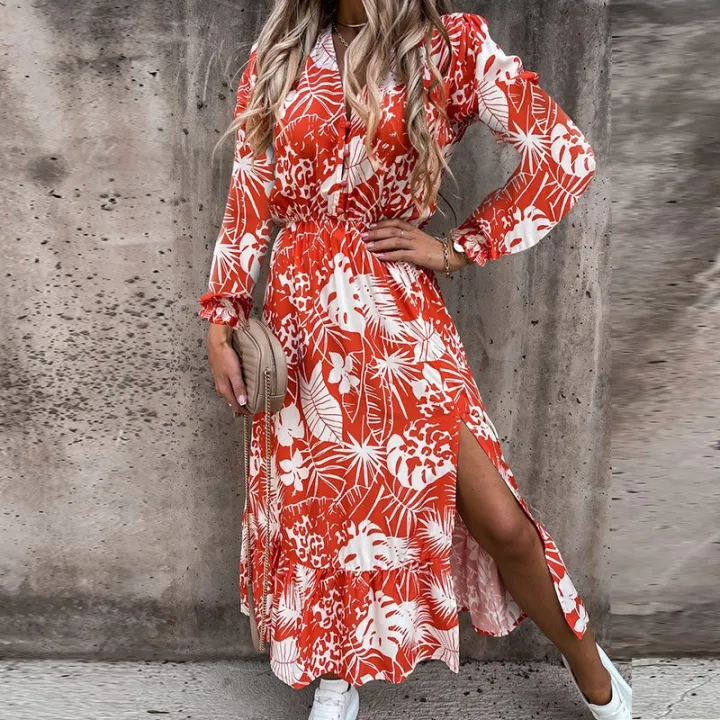 Sexy%20V%20Neck%20Autumn%20Party%20Dress%20Women%20Elegant%20Gorgeous%20Floral%20Prints%20A-Line%20Dress%20Fashion%20Long%20Sleeve%20Slit%20Long%20Dresses%20Vestidos%20-%20Image%205