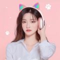 STN-28 Over Ear Music Headset Glowing Cat Ear Headphones Foldable Wireless BT5.0 Earphone with Mic AUX IN TF Card MP3 Player Colorful LED Lights for PC Laptop Computer Mobile Phone. 