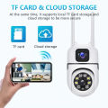 Dual Lens MINI Dome IP Camera V380 Pro Dual Lens Mini Wireless PTZ Live Monitoring CCTV Camera Color Night Mode Motion Detection Two-Way Audio Security Camera for Home, Office. 