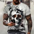 The Horror Series Skull And Crossbones Brand Men's Clothing 3D Printing O-neck T-shirt Street Fashion Fashion Loose Oversize. 