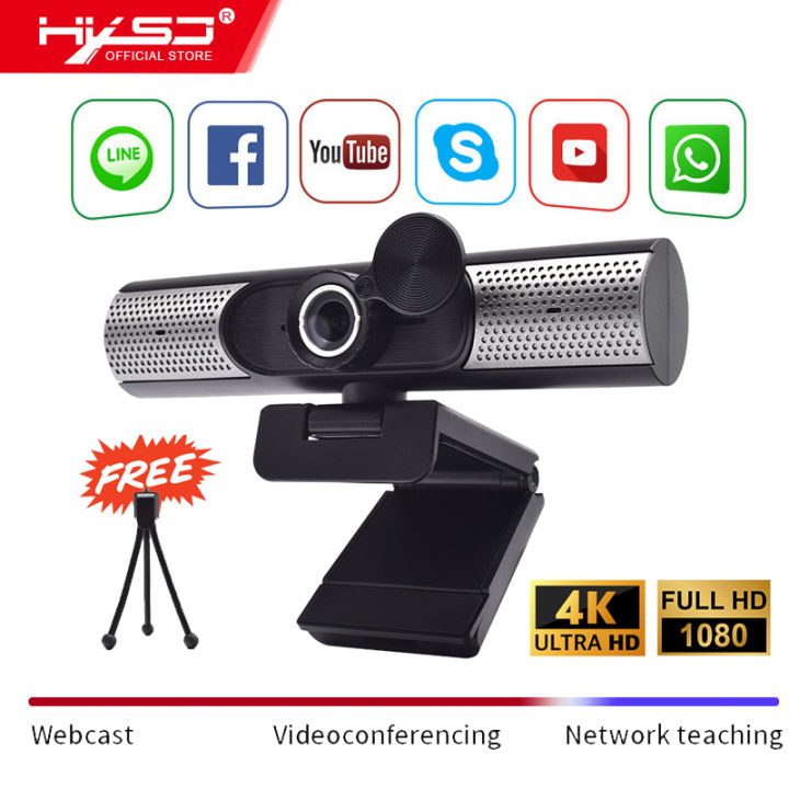 HXSJ 4K Ultra HD 1080P Webcam with Speacker Microphone Web Camera Full HD Acto Focus Webcam Webcam USB Camera Computer PC Webcam