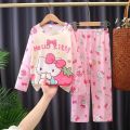2pcs Sanrio Kuromi Pattern Kids Pajamas, Long Sleeve Top Pants Set,Anime Girls Boys Sleepwear Autumn Children Homewear Clothes. 