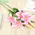 1Pcs Artificial Silk Flower Bouquet Lily Bouquet Creative Bouquet Sweetheart Lily Send Friends Fresh Living Room Decoration. 