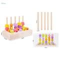 Wooden Beads Sequencing Toy Matching Shape Stacker for 2 3 4 5 Year Old Kids. 