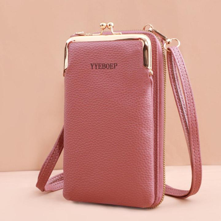 Bags for Women Ladies Soft Leather Cell Phone Bag Female Large Capacity Zipper Handbag Ladies Single Shoulder Purse