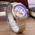 Chino full-automatic mechanical watch waterproof hollow steel band watch men's and men's watch fashion casual bottom watch. 