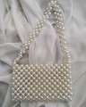 Luxury Pearls Beaded Shoulder Bag for Women Acrylic Pearl Chain Clutches Purse Bucket Handbag Elegant Lady Girl Drawstring Bag. 