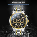 OLEVS Men's Watch Waterproof Diamond set Dial Chronograph Luminous Calendar Stainless Steel Strap with Gift Box 2889.