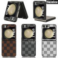 Phone case For Samsung Galaxy Z Flip5 Back cover Canvas Plaid Cowhide Texture Design for For Samsung ZFlip 5 Cover cases.