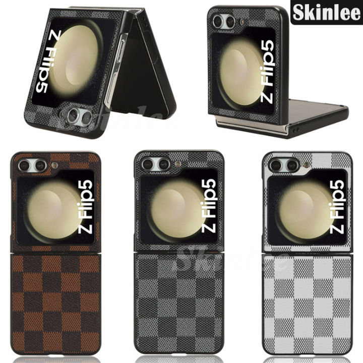 Phone%20case%20For%20Samsung%20Galaxy%20Z%20Flip5%20Back%20cover%20Canvas%20Plaid%20Cowhide%20Texture%20Design%20for%20For%20Samsung%20ZFlip%205%20Cover%20cases%20-%20Image%202