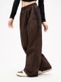 Y2k Women Wide Leg Cargo Pants Casual Streetwear Loose Drawstring Trousers Drawstring Sweatpants Female Vintage Baggy Joggers.