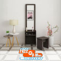 illfordd Engineered Wood Dressing Table with Sitting Stool, Mirror Dressing Table with Storage Vanity Table for Bedroom Living Room Home72/18". 
