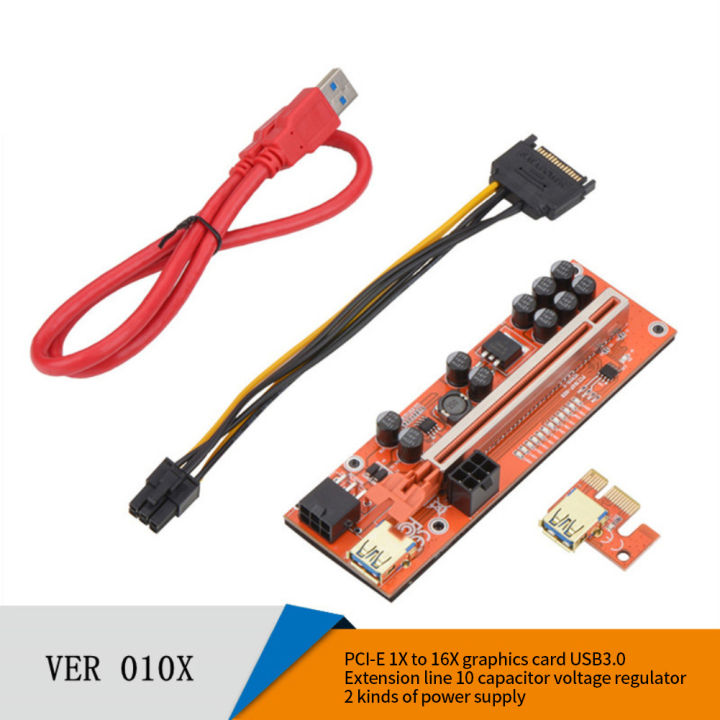 New VER010-X Pcie Riser 010 Express X16 Cabo Riser For Video Card 6Pin ...