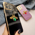 FELMYST Diamond Bee Phone Case For iPhone 8/7 Plus Luxury Brand 3D Honeybee Mobile Casing Metal Gem Square Girl Boy Gift Soft Shockproof Back Cover Cases.