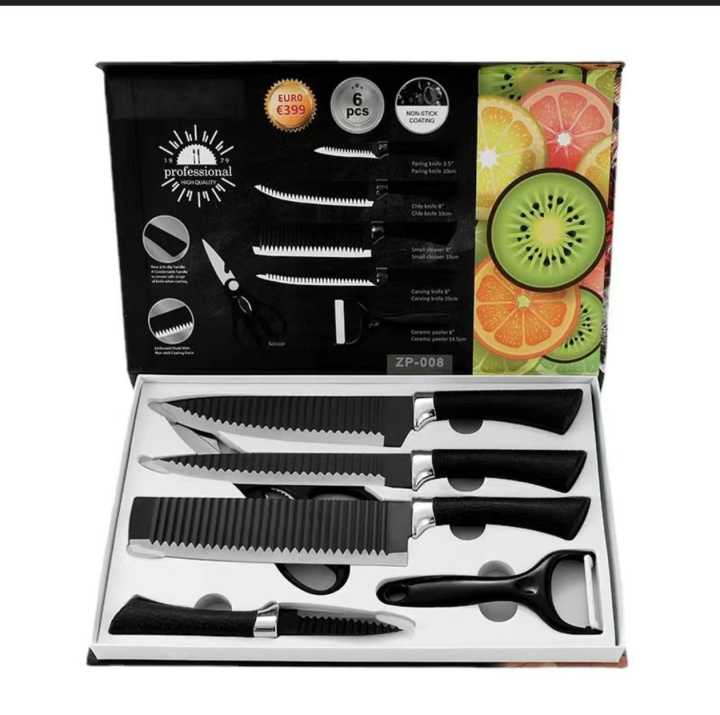 Evcrierh 6 Pcs Non-Stick Knife Set for Kitchen, Super Sharp high Carbon Stainless Steel Material