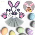 Bunny Costume Set Cosplay Nose Modern for Stage Shows Easter Themed Parties Gray 6pcs. 