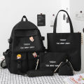 Backpack new five-piece set of schoolbag women's Korean version ins color-blocked middle school student schoolbag fashion campus student backpack. 