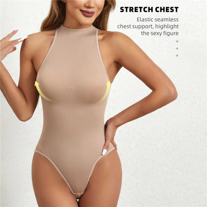 Women%20Bodysuit%20Tummy%20Control%20Seamless%20Shapewear%20Full%20Body%20Shaper%20One%20Piece%20Built-In%20Bra%20Jumpsuit%20Tops%20Compression%20Belly%20Corset%20-%20Image%204
