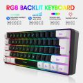 60% wired gaming keyboard, RGB backlight ultra compact mini keyboard, waterproof small compact 61 key keyboard for pc/Mac gamers.